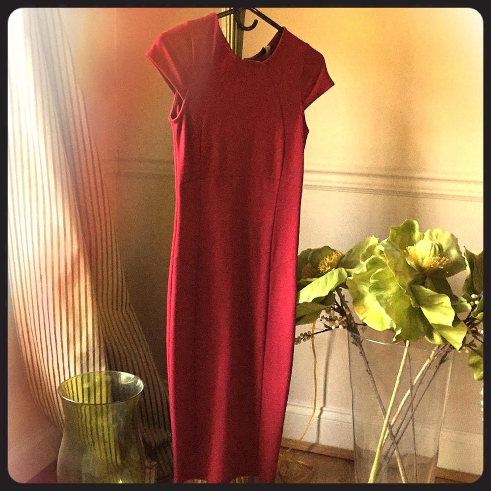 Ruby red midi dress